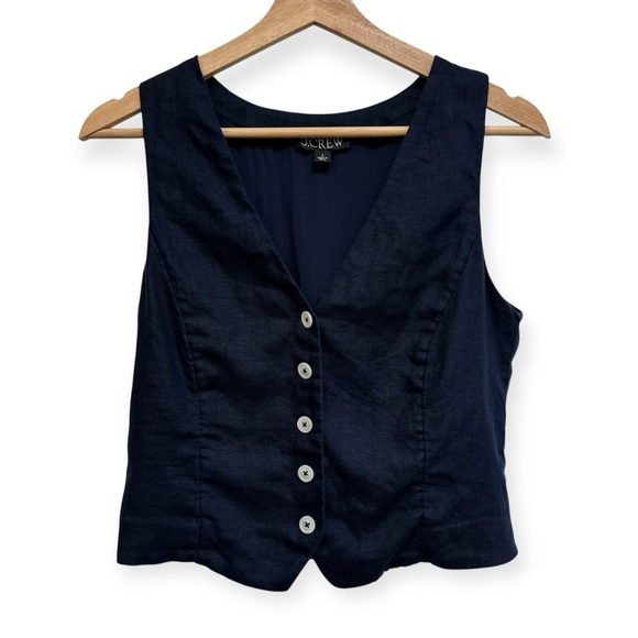 J. Crew Slim Fit Linen Button Front Vest Size 2 - Picture 1 of 12